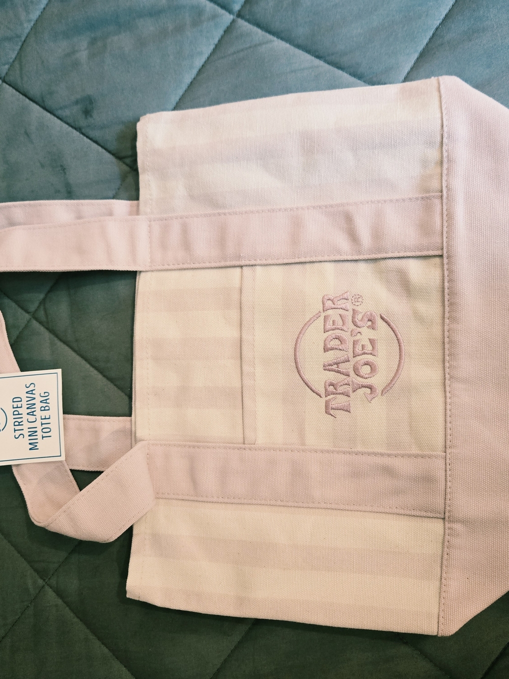 Trader Joe's Pastel Pink Striped Mini Tote Bag